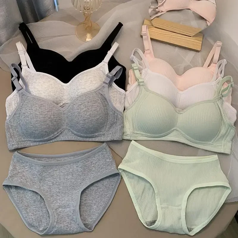 Cotton Bra Everyday - Damskie bezszwowe komplety biustonoszy majtki +