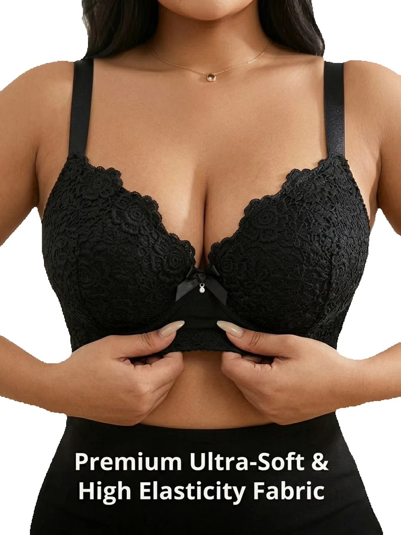 Underwire Bra Padded - Biustonosz damski plus size z kwiatowym