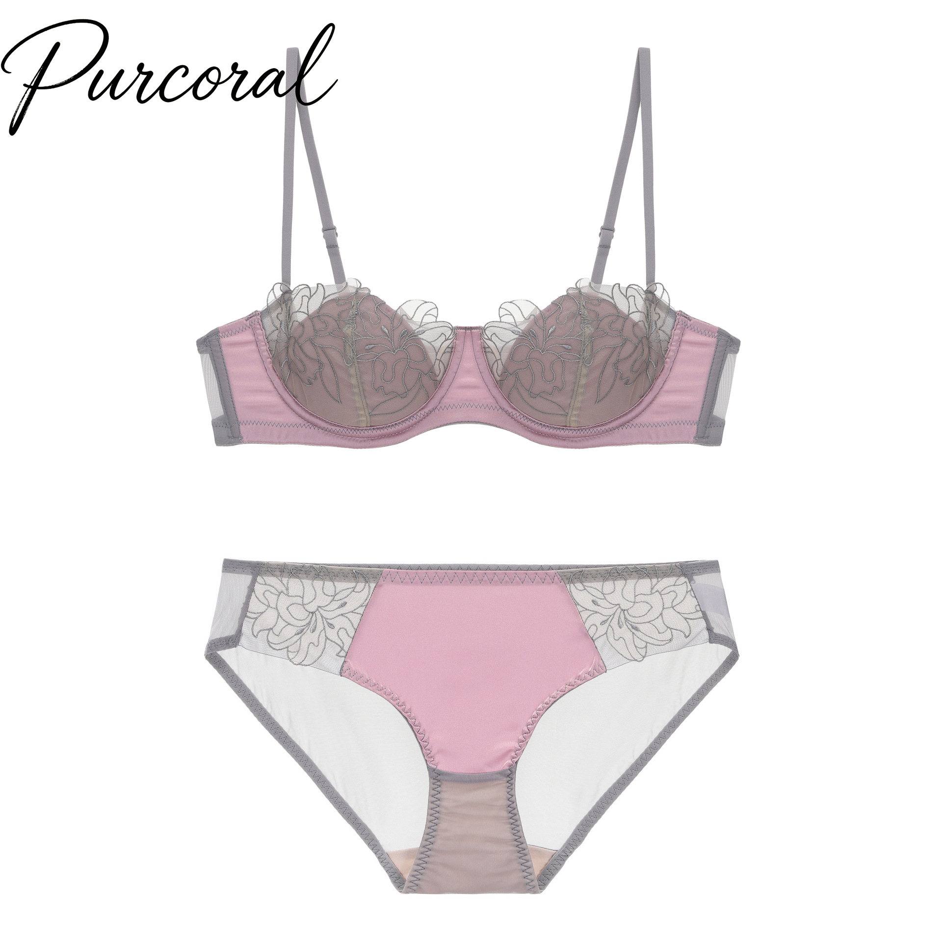 Demi Bra Balconette - Purcoral 2026 Nowy Komplet Bielizny z