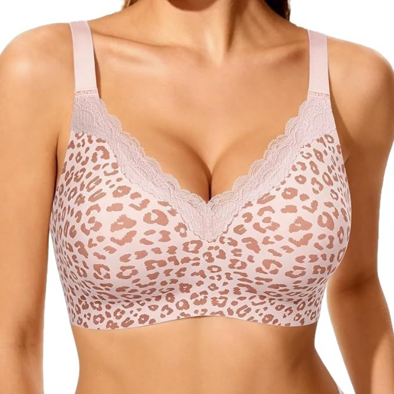 Wirefree Bra Comfort - Różowy biustonosz bez fiszbin z koronką