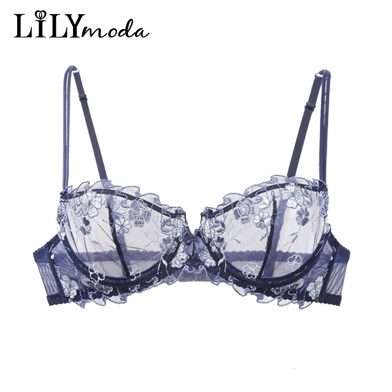 Demi Bra Balconette - Lilymoda kobiety Sexy ultracienki przezroczysty bez