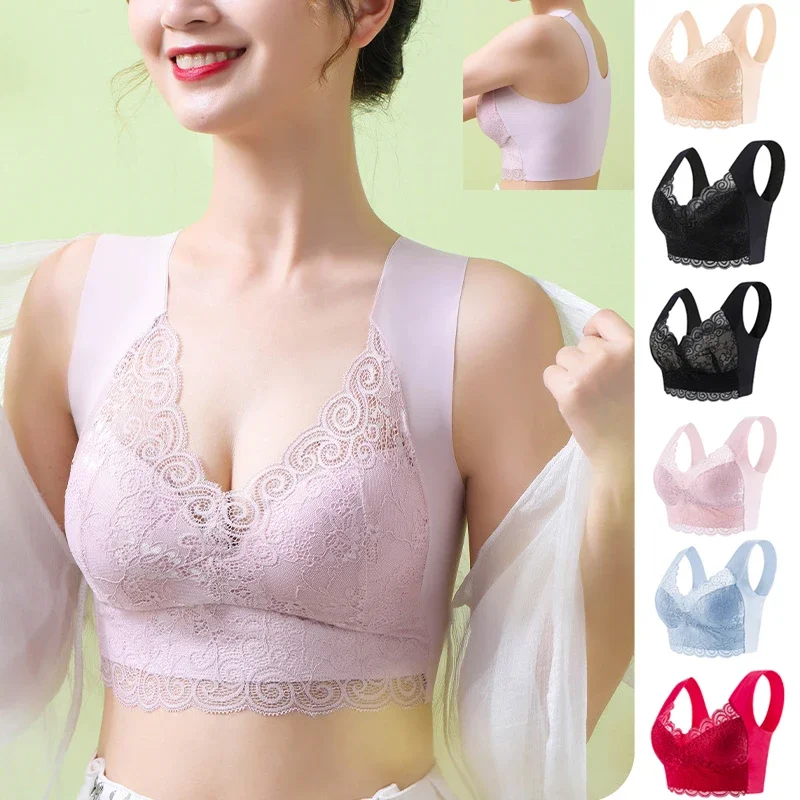 Sleep Bra Bralette - 1 szt. Lodowy jedwab bezszwowy koronkowy