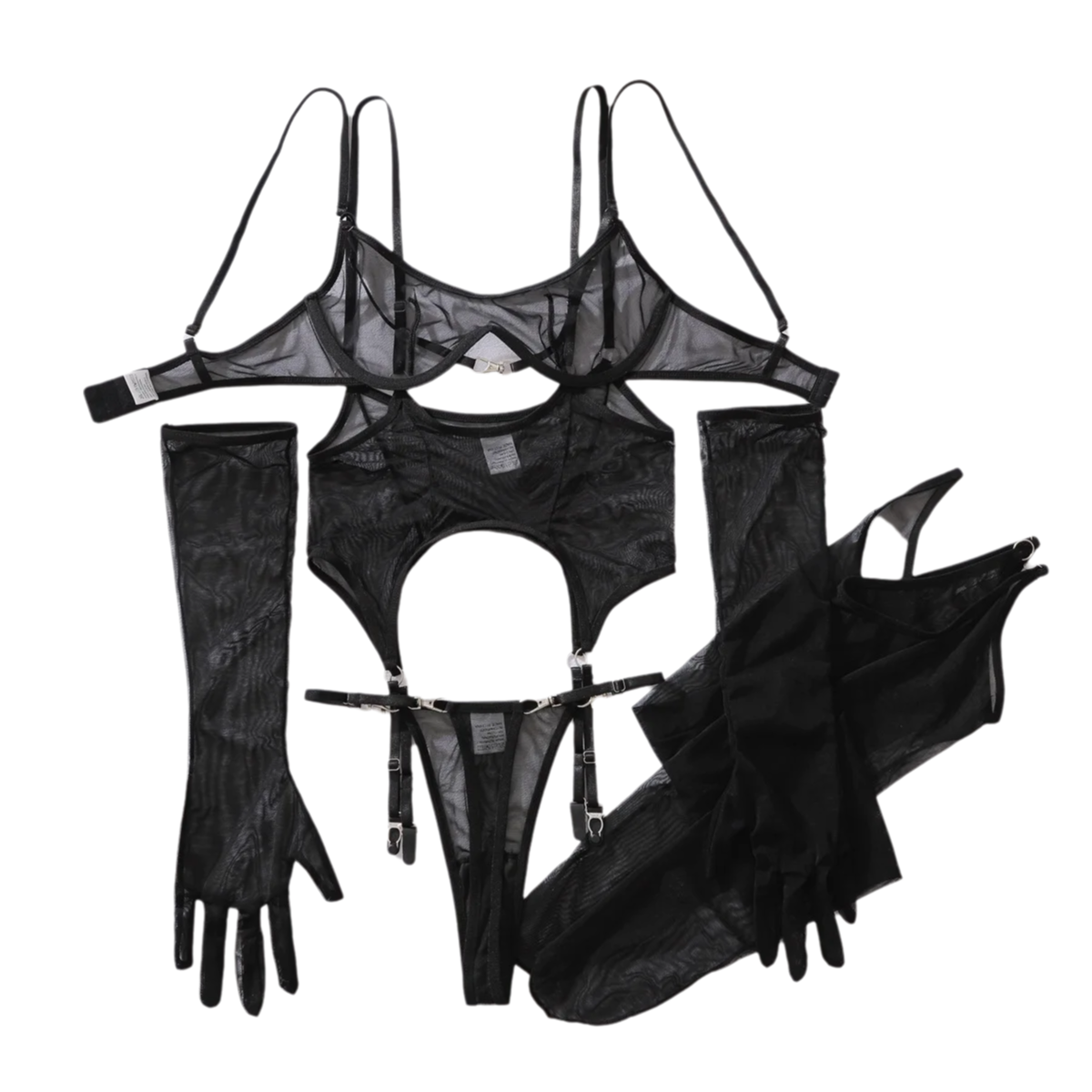 Sheer Mesh Bra - Seksowna, oddychająca bielizna z siateczki, pończochy,
