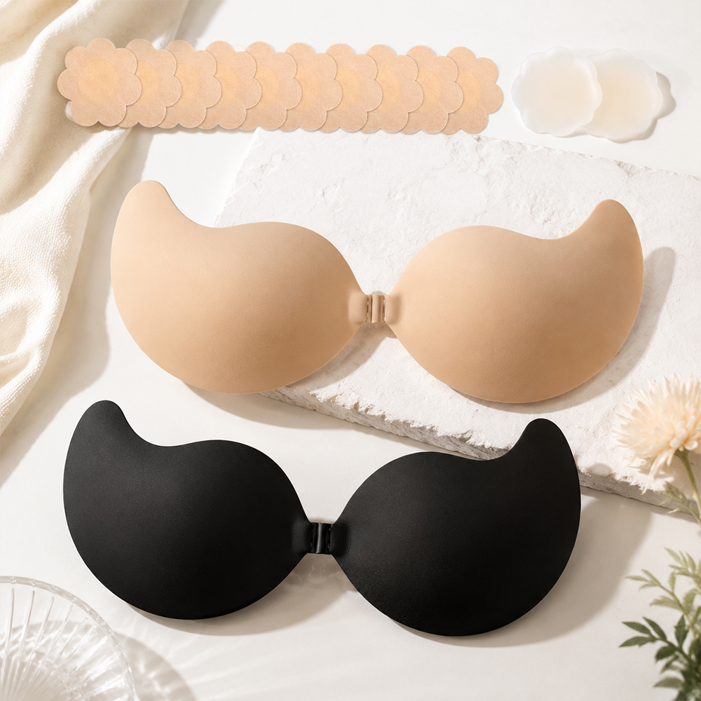 Backless Bra Sticky - Biustonosze damskie niewidoczne push-up samoprzylepne silikonowe