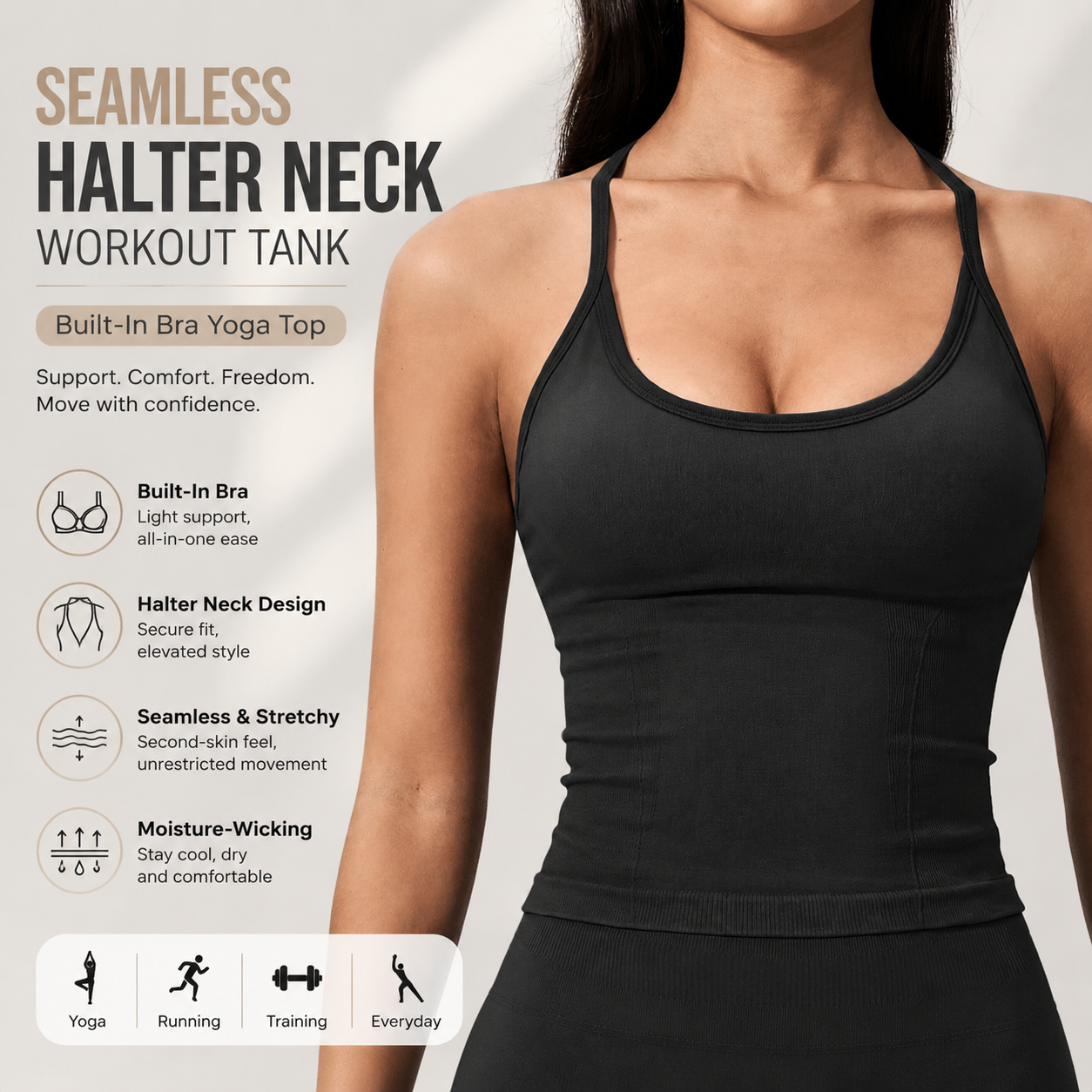Luksusowy top do jogi 2 w 1 z  – T Shirt Bra Seamless recenzja i cena