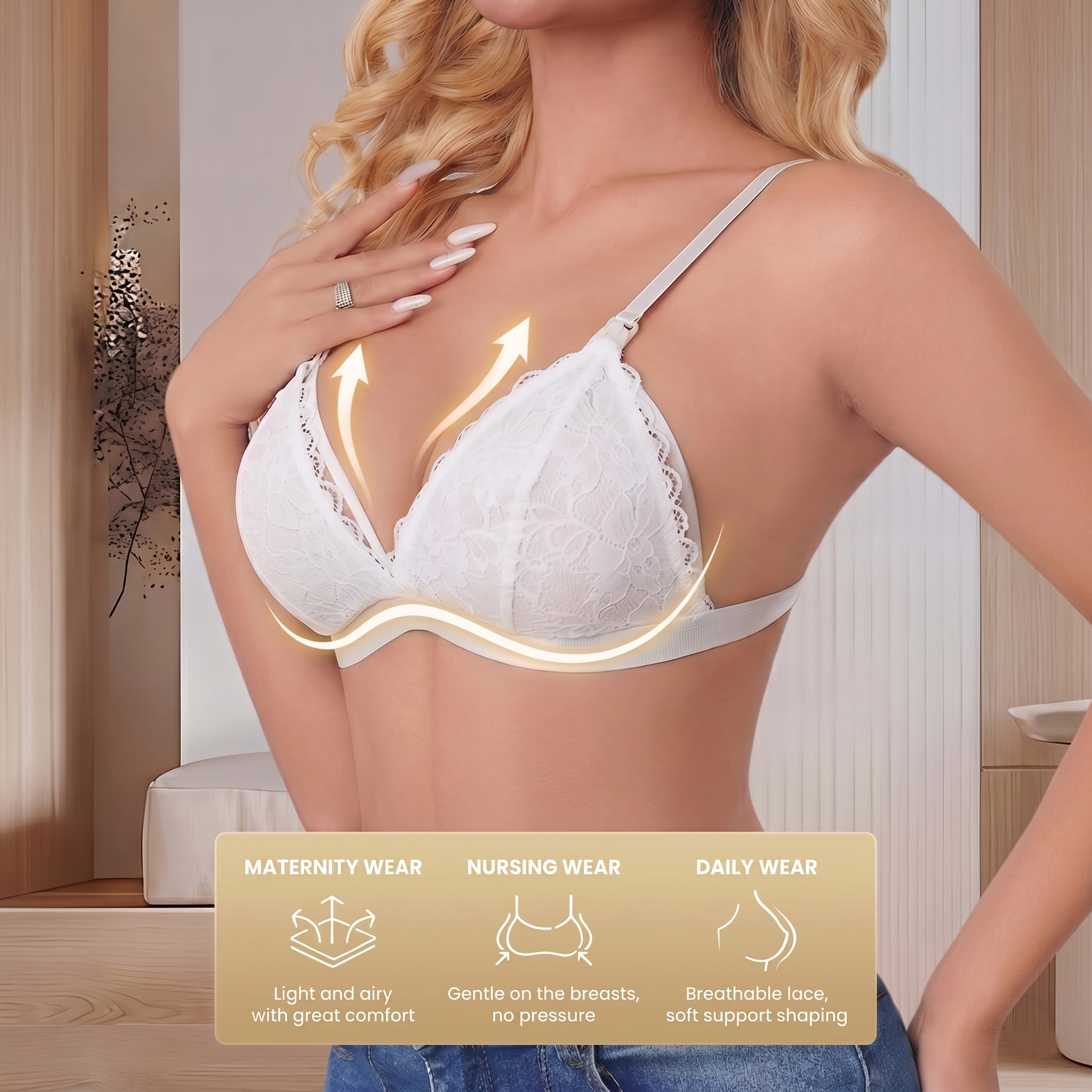 Damski biały koronkowy biuston – Nursing Bra Clip recenzja i cena
